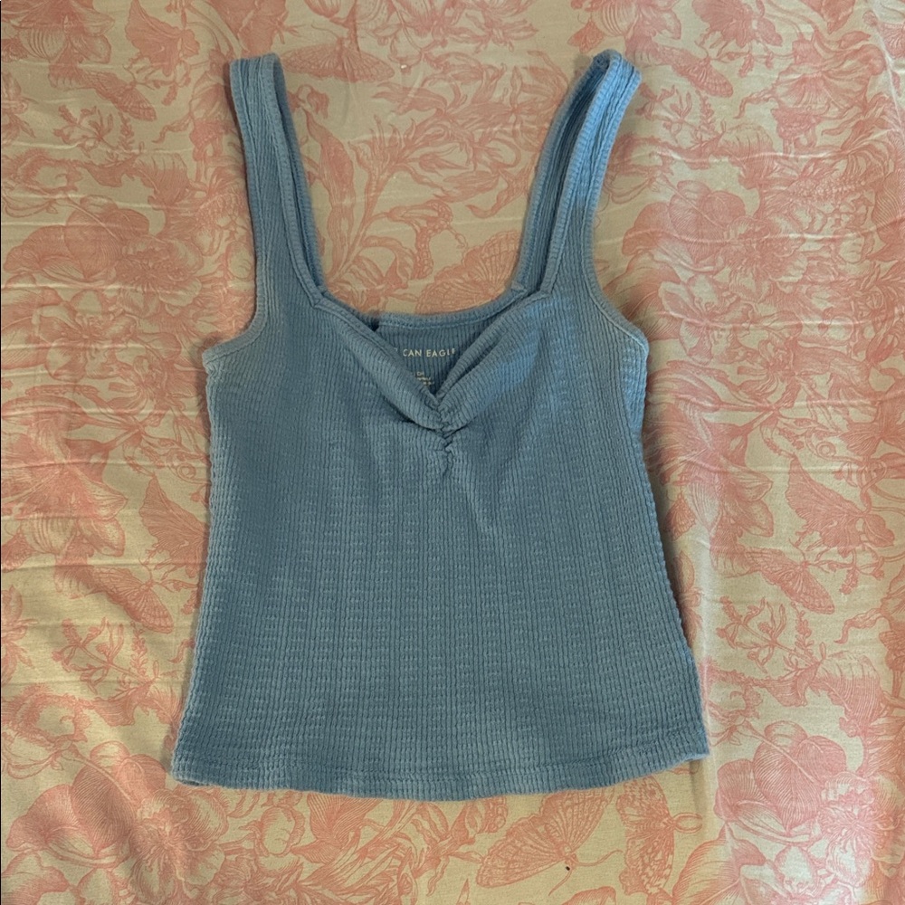 Blue cropped tank top